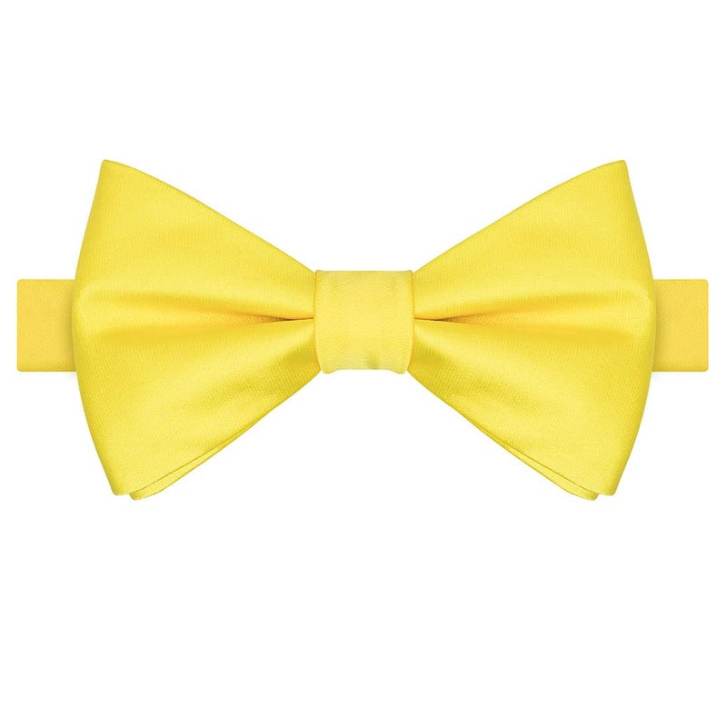 KissTies Boys' Bow Tie Bright Yellow Satin Bowtie For Kids Boys Bows + Gift Box - Image 1